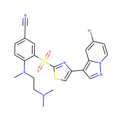 CN(C)CCN(C)c1ccc(C#N)cc1S(=O)(=O)c1nc(-c2cnn3ccc(Br)cc23)cs1 ZINC000103299170