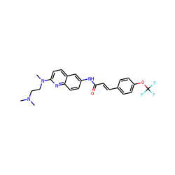 CN(C)CCN(C)c1ccc2cc(NC(=O)/C=C/c3ccc(OC(F)(F)F)cc3)ccc2n1 ZINC000013671941