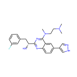 CN(C)CCN(C)c1nc([C@H](N)Cc2cccc(F)c2)nc2ccc(-c3cn[nH]c3)cc12 ZINC000095585981