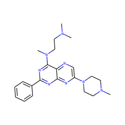 CN(C)CCN(C)c1nc(-c2ccccc2)nc2nc(N3CCN(C)CC3)cnc12 ZINC000142757246
