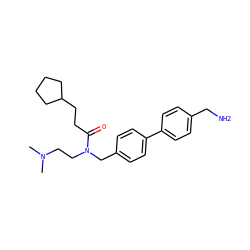 CN(C)CCN(Cc1ccc(-c2ccc(CN)cc2)cc1)C(=O)CCC1CCCC1 ZINC000028460557