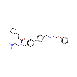 CN(C)CCN(Cc1ccc(-c2ccc(CNCCOc3ccccc3)cc2)cc1)C(=O)CCC1CCCC1 ZINC000028394528