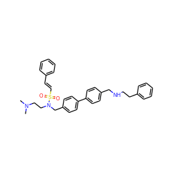 CN(C)CCN(Cc1ccc(-c2ccc(CNCCc3ccccc3)cc2)cc1)S(=O)(=O)/C=C/c1ccccc1 ZINC000028464223