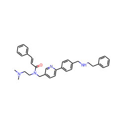 CN(C)CCN(Cc1ccc(-c2ccc(CNCCc3ccccc3)cc2)nc1)C(=O)/C=C/c1ccccc1 ZINC000006717698