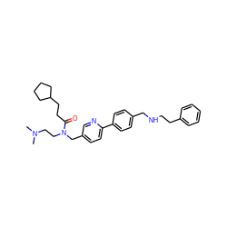 CN(C)CCN(Cc1ccc(-c2ccc(CNCCc3ccccc3)cc2)nc1)C(=O)CCC1CCCC1 ZINC000028469532