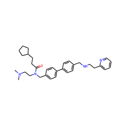 CN(C)CCN(Cc1ccc(-c2ccc(CNCCc3ccccn3)cc2)cc1)C(=O)CCC1CCCC1 ZINC000028394522