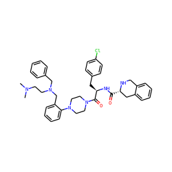 CN(C)CCN(Cc1ccccc1)Cc1ccccc1N1CCN(C(=O)[C@@H](Cc2ccc(Cl)cc2)NC(=O)[C@H]2Cc3ccccc3CN2)CC1 ZINC000028356209
