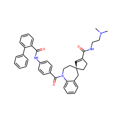 CN(C)CCNC(=O)C1=C[C@]2(CC1)CCN(C(=O)c1ccc(NC(=O)c3ccccc3-c3ccccc3)cc1)c1ccccc1C2 ZINC000014141246