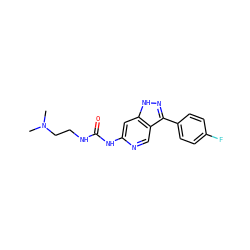 CN(C)CCNC(=O)Nc1cc2[nH]nc(-c3ccc(F)cc3)c2cn1 ZINC000261100572