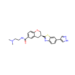 CN(C)CCNC(=O)c1ccc2c(c1)C[C@H](c1nc3ccc(-c4cn[nH]c4)cc3s1)CO2 ZINC000049792374