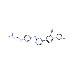 CN(C)CCNc1ccc(Nc2nccc(-c3ccc(N4CC[C@H](F)C4)c(C#N)c3)n2)cn1 ZINC000219384052