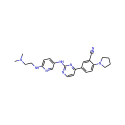 CN(C)CCNc1ccc(Nc2nccc(-c3ccc(N4CCCC4)c(C#N)c3)n2)cn1 ZINC000143585025