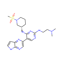 CN(C)CCNc1ncc(-c2cnc3[nH]ccc3n2)c(N[C@H]2CCCN(S(C)(=O)=O)C2)n1 ZINC000169086959