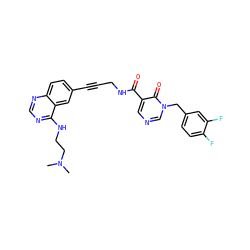 CN(C)CCNc1ncnc2ccc(C#CCNC(=O)c3cncn(Cc4ccc(F)c(F)c4)c3=O)cc12 ZINC000096176267