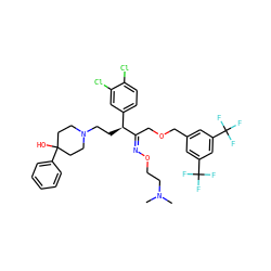 CN(C)CCO/N=C(\COCc1cc(C(F)(F)F)cc(C(F)(F)F)c1)[C@@H](CCN1CCC(O)(c2ccccc2)CC1)c1ccc(Cl)c(Cl)c1 ZINC000027897257