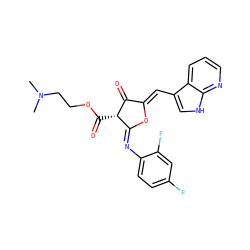 CN(C)CCOC(=O)[C@@H]1C(=O)/C(=C/c2c[nH]c3ncccc23)O/C1=N\c1ccc(F)cc1F ZINC000169702599