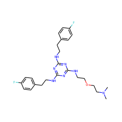 CN(C)CCOCCNc1nc(NCCc2ccc(F)cc2)nc(NCCc2ccc(F)cc2)n1 ZINC000073198659