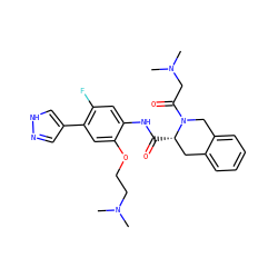 CN(C)CCOc1cc(-c2cn[nH]c2)c(F)cc1NC(=O)[C@H]1Cc2ccccc2CN1C(=O)CN(C)C ZINC000058568639