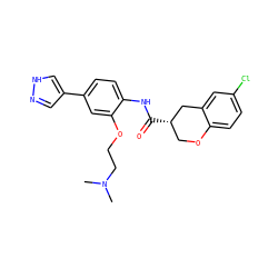 CN(C)CCOc1cc(-c2cn[nH]c2)ccc1NC(=O)[C@H]1COc2ccc(Cl)cc2C1 ZINC000040420506
