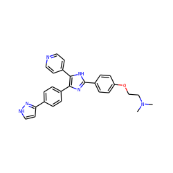 CN(C)CCOc1ccc(-c2nc(-c3ccc(-c4cc[nH]n4)cc3)c(-c3ccncc3)[nH]2)cc1 ZINC000064391355