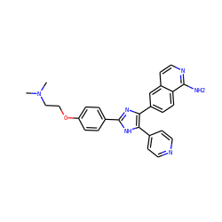 CN(C)CCOc1ccc(-c2nc(-c3ccc4c(N)nccc4c3)c(-c3ccncc3)[nH]2)cc1 ZINC000095589413