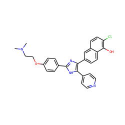 CN(C)CCOc1ccc(-c2nc(-c3ccc4c(O)c(Cl)ccc4c3)c(-c3ccncc3)[nH]2)cc1 ZINC000095590729