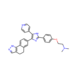 CN(C)CCOc1ccc(-c2nc(-c3ccc4c(c3)CCc3cn[nH]c3-4)c(-c3ccncc3)[nH]2)cc1 ZINC000064417384