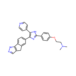 CN(C)CCOc1ccc(-c2nc(-c3ccc4c(c3)Cc3cn[nH]c3-4)c(-c3ccncc3)[nH]2)cc1 ZINC000064415788