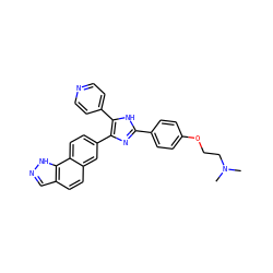 CN(C)CCOc1ccc(-c2nc(-c3ccc4c(ccc5cn[nH]c54)c3)c(-c3ccncc3)[nH]2)cc1 ZINC000064417457