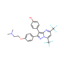 CN(C)CCOc1ccc(-c2nn3c(C(F)(F)F)cc(C(F)(F)F)nc3c2-c2ccc(O)cc2)cc1 ZINC000014970958