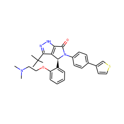 CN(C)CCOc1ccccc1[C@H]1c2c(C(C)(C)C)n[nH]c2C(=O)N1c1ccc(-c2ccsc2)cc1 ZINC000096176979
