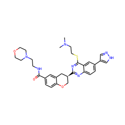 CN(C)CCSc1nc([C@H]2COc3ccc(C(=O)NCCN4CCOCC4)cc3C2)nc2ccc(-c3cn[nH]c3)cc12 ZINC000066100666