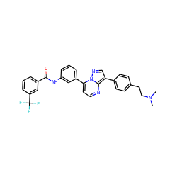 CN(C)CCc1ccc(-c2cnn3c(-c4cccc(NC(=O)c5cccc(C(F)(F)F)c5)c4)ccnc23)cc1 ZINC000049778105