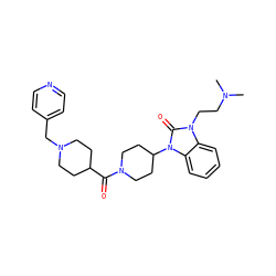 CN(C)CCn1c(=O)n(C2CCN(C(=O)C3CCN(Cc4ccncc4)CC3)CC2)c2ccccc21 ZINC000058580956