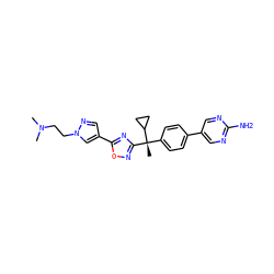 CN(C)CCn1cc(-c2nc([C@@](C)(c3ccc(-c4cnc(N)nc4)cc3)C3CC3)no2)cn1 ZINC000200168348