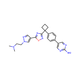 CN(C)CCn1cc(-c2nc(C3(c4ccc(-c5cnc(N)nc5)cc4)CCC3)no2)cn1 ZINC000149752293