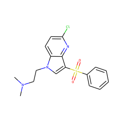 CN(C)CCn1cc(S(=O)(=O)c2ccccc2)c2nc(Cl)ccc21 ZINC000045316554
