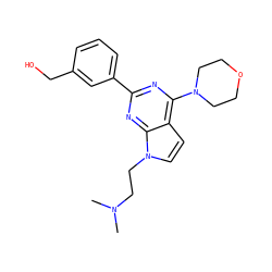 CN(C)CCn1ccc2c(N3CCOCC3)nc(-c3cccc(CO)c3)nc21 ZINC000049067607