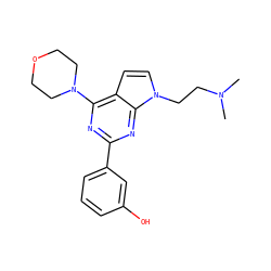 CN(C)CCn1ccc2c(N3CCOCC3)nc(-c3cccc(O)c3)nc21 ZINC000049066836