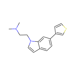 CN(C)CCn1ccc2ccc(-c3ccsc3)cc21 ZINC000013587949