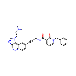 CN(C)CCn1cnc2cnc3ccc(C#CCNC(=O)c4cccn(Cc5ccccc5)c4=O)cc3c21 ZINC000169710257