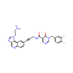CN(C)CCn1cnc2cnc3ccc(C#CCNC(=O)c4cncn(Cc5ccc(F)c(F)c5)c4=O)cc3c21 ZINC000169710209