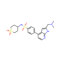CN(C)Cc1cc2c(-c3ccc(S(=O)(=O)NC4CCS(=O)(=O)CC4)cc3)ccnc2[nH]1 ZINC000095552891