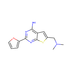 CN(C)Cc1cc2c(N)nc(-c3ccco3)nc2s1 ZINC000118590516