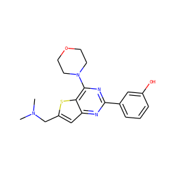 CN(C)Cc1cc2nc(-c3cccc(O)c3)nc(N3CCOCC3)c2s1 ZINC000040956416