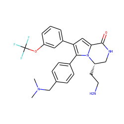 CN(C)Cc1ccc(-c2c(-c3cccc(OC(F)(F)F)c3)cc3n2[C@@H](CCN)CNC3=O)cc1 ZINC000207216650