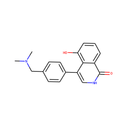 CN(C)Cc1ccc(-c2c[nH]c(=O)c3cccc(O)c23)cc1 ZINC000003819851