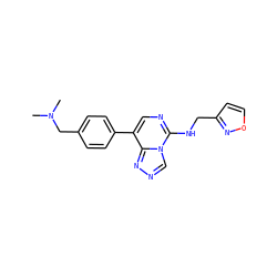 CN(C)Cc1ccc(-c2cnc(NCc3ccon3)n3cnnc23)cc1 ZINC001772601292