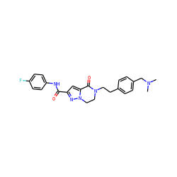 CN(C)Cc1ccc(CCN2CCn3nc(C(=O)Nc4ccc(F)cc4)cc3C2=O)cc1 ZINC000038149869