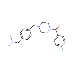 CN(C)Cc1ccc(CN2CCN(C(=O)c3ccc(Cl)cc3)CC2)cc1 ZINC000040380325